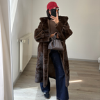 Manteau long en fausse fourrure Gaya – Marron