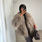Manteau en plumes JOY – Taupe