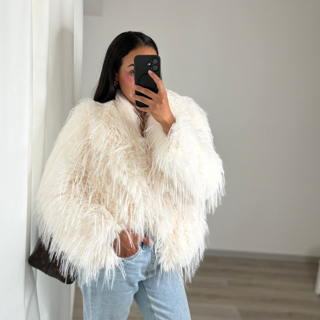 Manteau en plumes JOY – Blanc