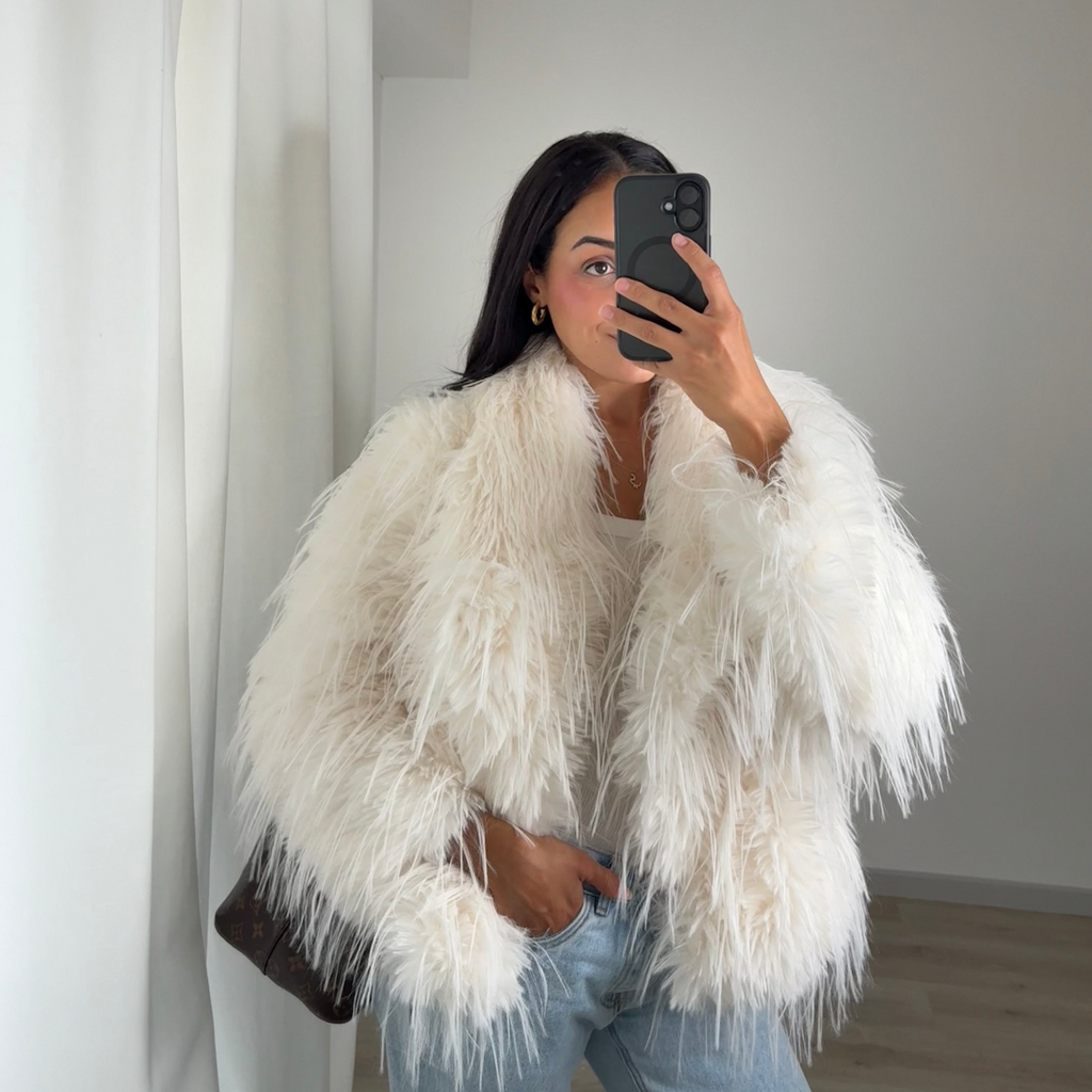 Manteau en plumes JOY – Blanc