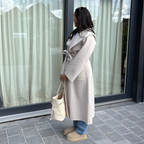 Manteau long en 100% laine VICTORIA  – Beige