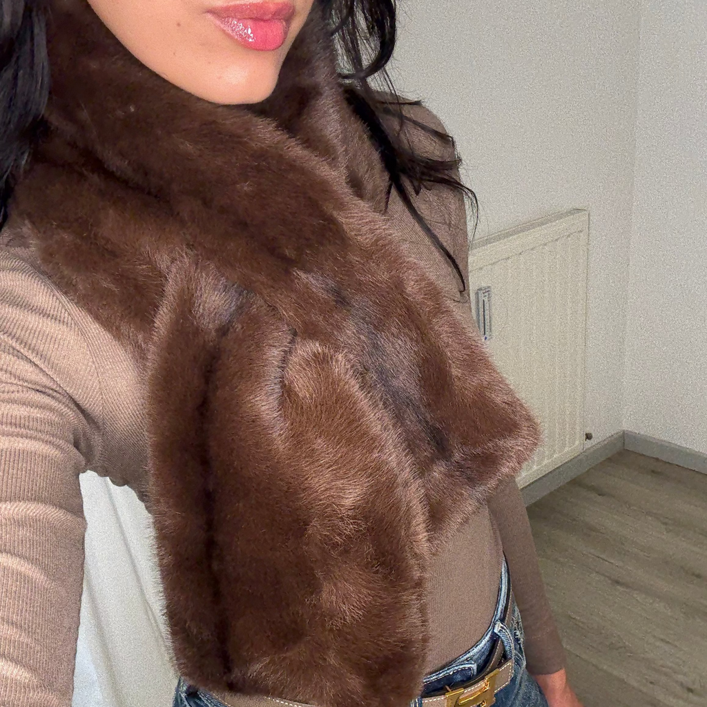 Col en fausse fourrure – Marron
