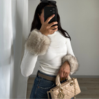 Manchettes en fausse fourrure – Beige