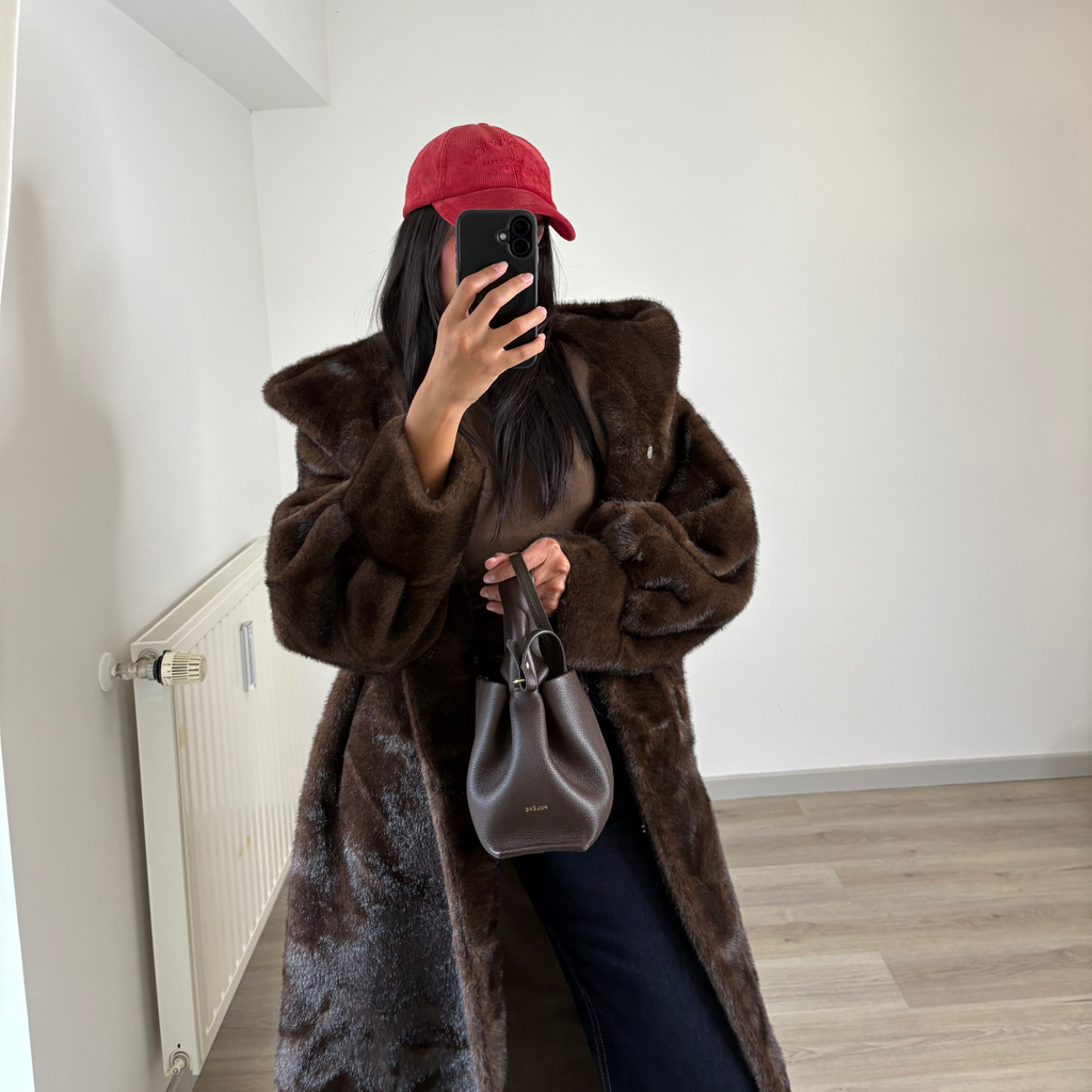 Manteau long en fausse fourrure Gaya – Marron
